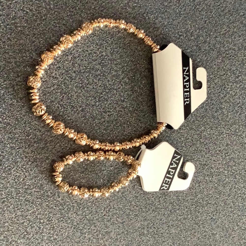 Napier gold tone necklace and bracelet set